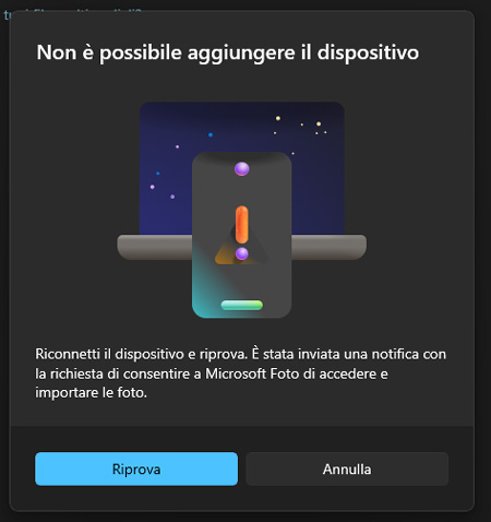 Se non riesci ad aggiungere il dispositivo
